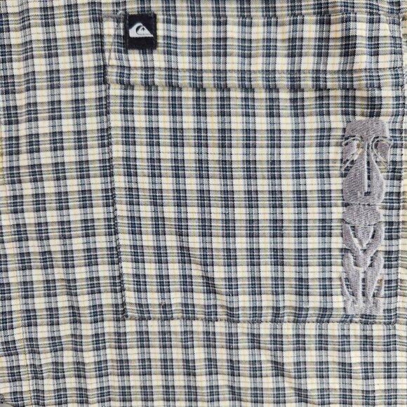 Quiksilver Long Sleeve Button Up Shirt Men Green Plaid Size XL Polyester Cotton - Picture 8 of 16